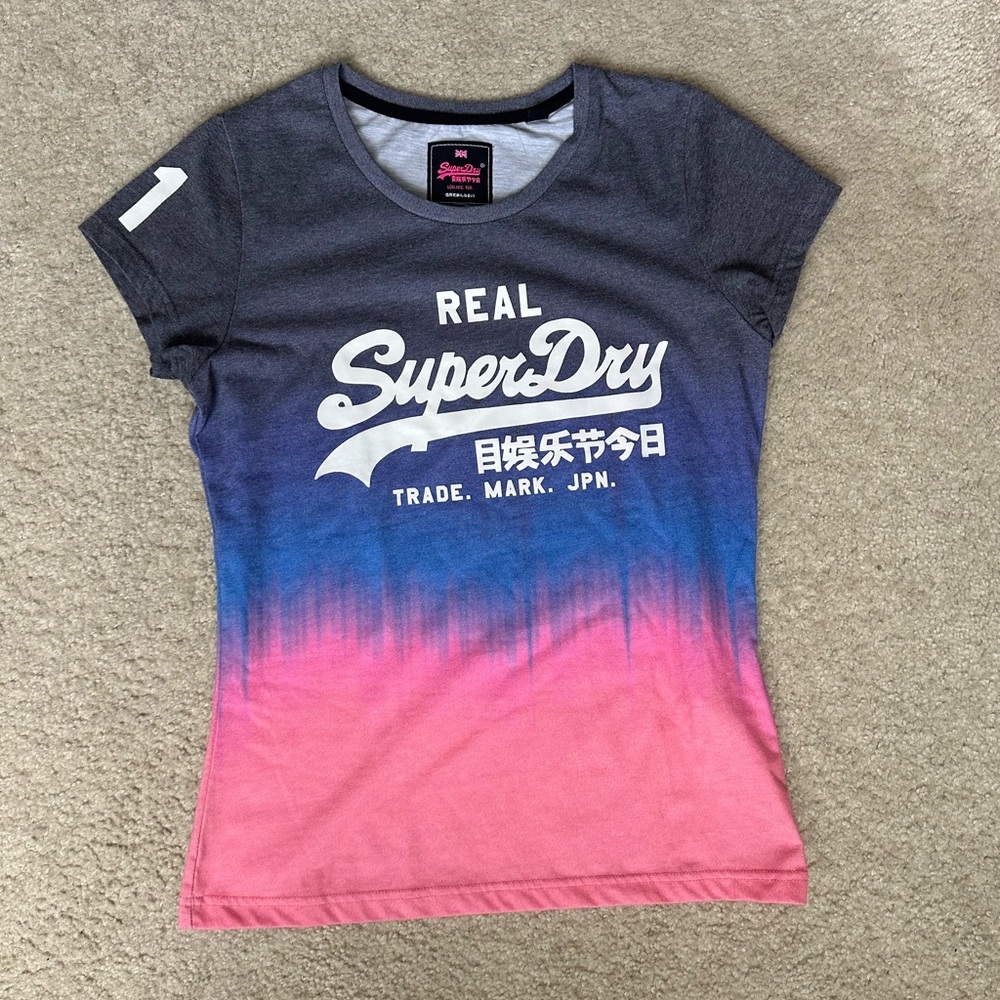 Superdry Women Vintage Logo Top Tie Dye Coral Medium